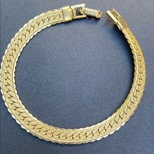 Vintage Napier Gold Herringbone Bracelet 7 1/2”